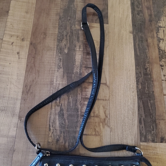 Bongo black fringe crossbody bag purse with stud detail and an adjustable strap - Picture 8 of 16